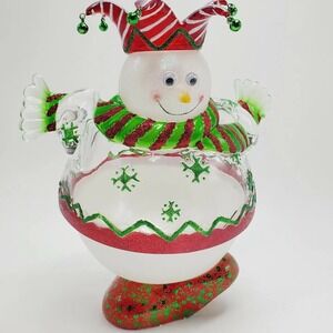 Department 56 Christmas Candy Dish Snowman Flip Tops Holder Decoration